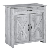 HOMCOM - Buffet style ferme 31,5 po L avec rangement - gris-La surface de ce buffet offre un style rustique 