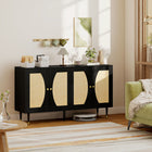 HOMCOM - Buffet 55,1 po L, armoire de rangement - noir-Le meuble de rangement polyvalent sert également de meuble TV, pouvant accueillir des téléviseurs de 45 à 60 po 