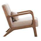 Ebello - Hertford Fauteuil d’appoint 26 po bois massif milieu de siècle avec coussin extra, beige-6