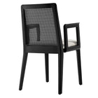Modway - Monarch Bois et rotin Fauteuil à manger - Ivoire à tissage noir noir à bruyère-7