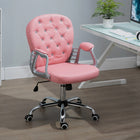 Vinsetto - Chaise d’ordinateur pivotante à 360-degrés - rose-Dossier capitonné à boutons orné de cristaux décoratifs en plastique pour une touche d’élégance