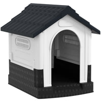 PawHut - Niche d’extérieur avec fenêtres pour miniature - gris foncé-Surface résistante à l'eau, avec un toit incliné pour abriter de la pluie 