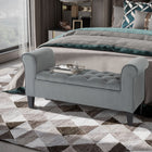 HOMCOM - Banc ottoman de rangement rembourré avec accoudoirs - gris-Les pieds en bois d’hévéa ajoutent à sa stabilité 