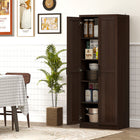 HOMCOM - Armoire de garde-manger 63 po avec étagères ajustables - brun foncé vieilli-Style contemporain chic avec panneaux de porte shaker et poignées en métal antique 