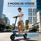 Gyrocopters - Trottinette électrique Sceptre pour adultes et adolescents - Vitesse 38 km/h - Autonomie 40 km - Application - Noir-Doté d'une batterie robuste de 10 Ah, il offre une autonomie exceptionnelle allant jusqu'à 40 km avec une seule charge, vous permettant de parcourir de plus longues distances sans craindre la panne