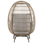 Manhattan Comfort - Fauteuil œuf autoportant moderne Spezia 33,46" pour patio, beige et gris-Structure en acier enveloppée de rotin en PVC parfaite pour l'extérieur
