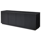 Hudson&Canal - Meuble TV Hanson pour téléviseurs jusqu'à 75" - Grain noir-Le dessus a une capacité de poids de 75 lb, les étagères inférieures peuvent supporter 25 lb chacune
