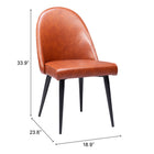 Zuo - Silloth Chaise de salle à manger sans accoudoirs - Brun - Ensemble de 2-Garantie limitée de 3 ans