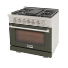 Kucht - 36 po Série KFX-X Cuisinière Pro Style au gaz naturel - Acier inoxydable/Vert olive-Garantie limitée du fabricant de 2 ans