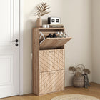 HOMCOM - Armoire à chaussures mince avec 3 tiroirs rabattables pour 12 paires - bois naturel-Le design compact convient aux petites entrées, couloirs ou tout espace étroit 