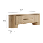 Modway - Duval Ovale de 71 pouces Armoire TV, Chêne clair-Charnières à fermeture douce