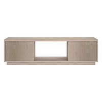 Hudson&Canal - Meuble TV Dorian pour téléviseurs jusqu'à 65 pouces - Blanc aulne-Un design contemporain moderne peut accueillir des téléviseurs jusqu'à 65 pouces pour votre espace de divertissement