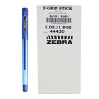 Zebra - Stylos à bille Z-Grip Gel Stick - 0,7 mm - bleu - paquet de 12-écriture lisse   