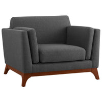 Modway - Chance Tissu rembourré Fauteuil - Gris-Fauteuil moderne du milieu du siècle