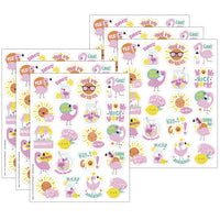 Eureka - Autocollants parfumés Flamingo Fraise Limonade - 6 paquets de 80-Ces autocollants amusants et colorés parfumés à la limonade aux fraises seront certainement les préférés des étudiants, des enseignants et des parents.