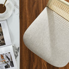 Modway - Monarch Bois et rotin Tabouret de comptoir - Ivoire blanc ancien tissé naturel à bruyère-Siège rembourré en tissu