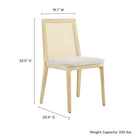 Modway - Monarch Bois et rotin Fauteuil d’appoint de salle à manger - Ivoire blanc ancien tissé naturel à bruyère-Rembourrage en mousse dense