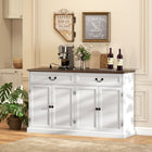 HOMCOM - Buffet 55,1 po L avec station de chargement - grain de bois blanc-Deux étagères avec 3 options de hauteur permettent de personnaliser le rangement pour les appareils de cuisine et les essentiels 
