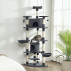 PawHut - grand arbre à chat 79 po avec poteaux à griffer, hamac - gris foncé-Recouvert de peluche douce, vos chats adoreront ce toucher adapté aux félins			 