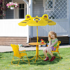Outsunny - Ensemble pliant de table de pique-nique et chaises pour enfants motif extérieur jardin terrasse arrière-cour avec parasol - jaune-2 chaises pour le jeu social et l'interaction  
