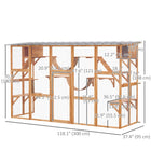 PawHut - Grand enclos extérieur pour chat avec condos, plateformes et échelles pour chat - 118,1 po L x 37,4 po l x 74 po H - orange-Espace inférieur spacieux pour se promener 