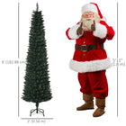 HOMCOM - Sapin de Noël artificiel 6' forme crayon - intérieur maison - vert-La base est détachable et pliable pour un rangement facile 