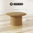 HOMCOM - Table basse ronde 31,5 po pour salon - chêne-Plateau de 31,5 po de diamètre, idéal pour diverses activités dans le salon
