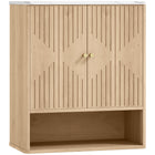 HOMCOM - Armoire murale de salle de bain avec étagère réglable, étagère ouverte et dessus effet marbre - chêne-Combine des espaces de rangement fermés et ouverts, équilibrant la confidentialité et les options d’exposition décorative