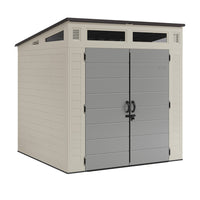 Suncast - Remise de rangement Modernist 7 pi x 7 pi - Vanille / Gris colombe-Les panneaux en résine multi parois sont conçus pour la solidité et la durabilité.