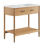 Modway - Zaire 36" Vanette de salle de bain - Blanc naturel-MDF et caoutchouc