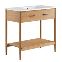 Modway - Zaire 36" Vanette de salle de bain - Blanc naturel-MDF et caoutchouc