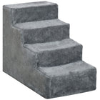PawHut - Escalier pour animaux 4 marches, escaliers pour chat, pour grimper sur le lit - gris clair-Aidez à prévenir les blessures des animaux causées par les sauts sur les meubles grâce à nos marches adaptées aux animaux 