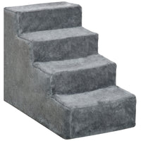 PawHut - Escalier pour animaux 4 marches, escaliers pour chat, pour grimper sur le lit - gris clair-Aidez à prévenir les blessures des animaux causées par les sauts sur les meubles grâce à nos marches adaptées aux animaux 