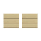 Manhattan Comfort - Molly 26" Table de nuit moderne - Chêne naturel - Lot de 2-Table de nuit moderne pour chambre et salon lot de 2