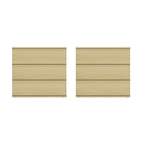 Manhattan Comfort - Molly 26" Table de nuit moderne - Chêne naturel - Lot de 2-Table de nuit moderne pour chambre et salon lot de 2