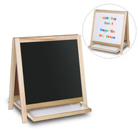 Crestline - Chevalet de table magnétique avec tableau noir blanc effaçable à sec - 49 -5 cm (h.) x 46 cm (l)-Ce chevalet en bois avec cadre est doté d'une surface blanche magnétique effaçable à sec d'un côté et d'un tableau noir au verso.