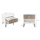 Manhattan Comfort - Table de nuit moderne DUMBO 20,07" à 1 tiroir - Blanc et gris rustique - Lot de 2-Poignées de tiroir horizontales en métal avec finition dorée