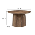 Modway - Holloway Rond de 30 po Bois Table basse - Noyer-Construction en bois massif de mangue séchée au four