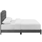 Modway - Amelia Performance Velvet Lit King, Gris-Sommier requis (non inclus)