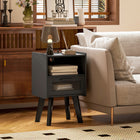 HOMCOM - Tables de nuit modernes avec station de charge - noir - ensemble de 2-Les pieds en pin offrent une base solide et stable 