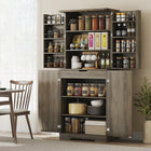 HOMCOM - Armoire de garde-manger de cuisine style ferme 72 po - gris ivoire clair-Un tiroir intérieur dissimulé range proprement les couverts tout en conservant un aspect épuré 