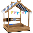 Outsunny - Bac à sable d’extérieur avec couvercle pour jardin - brun-Fabriqué en bois de sapin avec une surface lisse . 