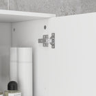 Kleankin - Armoire de rangement de salle de bain avec porte-papier toilette - blanc brillant-Matériaux : Panneau de particules 