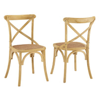 Modway - Gear Fauteuil d’appoint de salle à manger Ensemble de 2 - Naturel-Jambes effilées