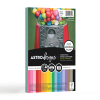 Astrodesigns - Papier couverture 65lb - 4,5 po l x 6,5 po H - Creative Collection - 18-couleurs - Paquet de 72-Vous obtiendrez 4 feuilles de chacun : Vert citron, Vert gamma, Bleu céleste, Pervenche, Bleu colonial, Lilas, Glycine (violet), Gomme balloune, Rouge ré-entrée, Orange cosmique, Orange orbite, Jaune orange, Jaune solaire, Rose pulsation, Rose plasma, Papier Kraft, Béton et Noir éclipse.