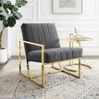 Modway - Inspire Chenal Touffé Performance Velvet Fauteuil - Charbon de bois-Rembourrage en velours polyester Performance
