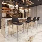 Zuo - Ace Tabouret de bar - Noir/Argent - Ensemble de 2-Dimensions: 21,7 po L x 20,9 po L x 40,9 po H