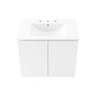 Modway - Bryn Fixation murale de 30" Vanette de salle de bain - Blanc blanc-Portes à fermeture douce