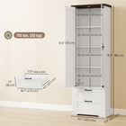 HOMCOM - Armoire de garde-manger de cuisine style ferme 71 po - blanc-Inclut des kits anti-basculement pour sécuriser l’armoire et assurer la sécurité de la famille 