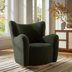 Modway - Montrose Ailier Sherpa Chaise pivotante d’accent - Noyer de fougère-Base en bois de brosse métallique